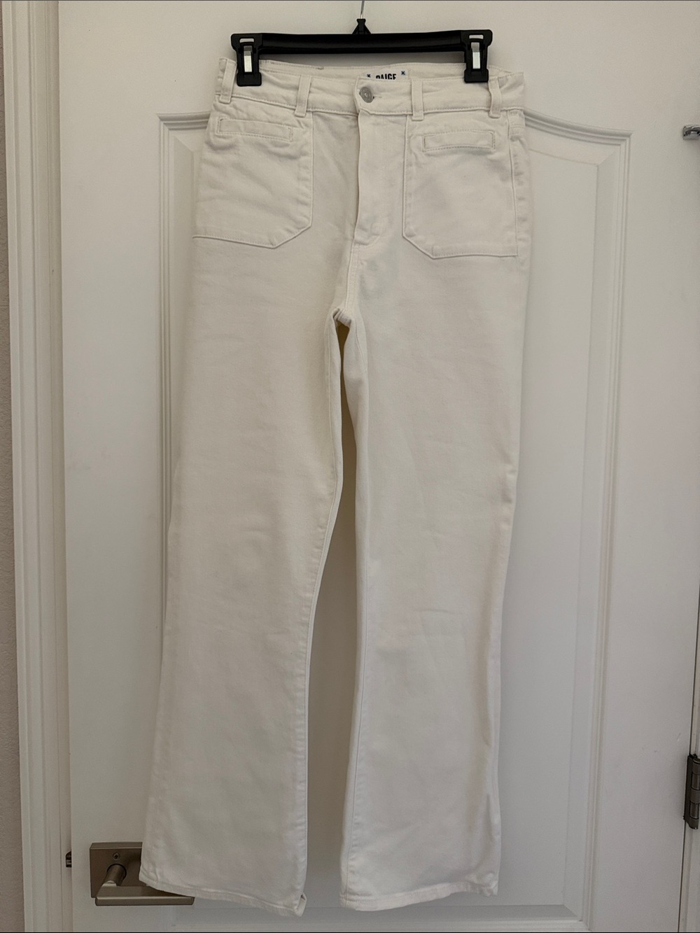 PAIGE Off-White High-Rise Wide Leg Jeans